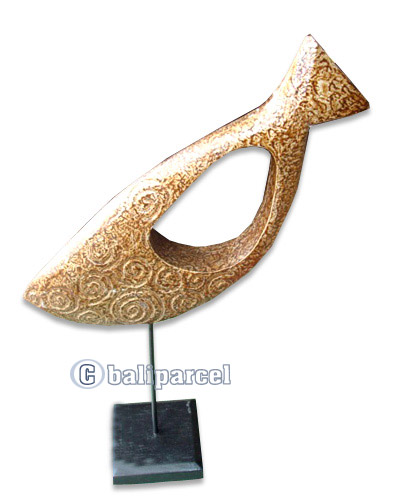 Wooden Stand Fish, Hand Carved From Albesia Wood
