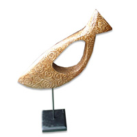 Wooden Stand Fish, Hand Carved From Albesia Wood