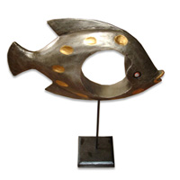 Wooden Stand Fish, Hand Carved From Albesia Wood