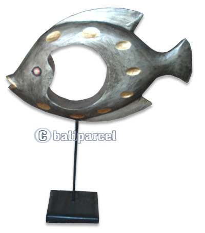Wooden Stand Fish, Hand Carved From Albesia Wood