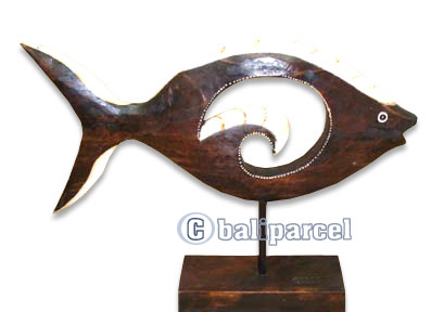 Wooden Stand Fish, Hand Carved From Albesia Wood