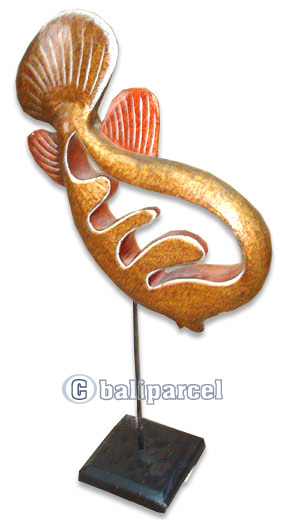 Wooden Stand Fish, Hand Carved From Albesia Wood