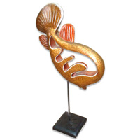 Wooden Stand Fish, Hand Carved From Albesia Wood