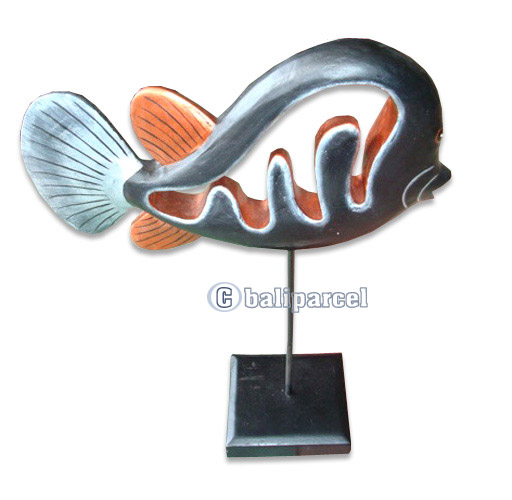 Wooden Stand Fish, Hand Carved From Albesia Wood