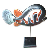 Wooden Stand Fish, Hand Carved From Albesia Wood