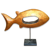 Wooden Stand Fish, Hand Carved From Albesia Wood
