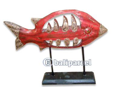 Wooden Stand Fish, Hand Carved From Albesia Wood