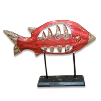 Wooden Stand Fish, Hand Carved From Albesia Wood