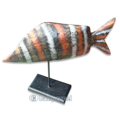 Wooden Stand Fish, Hand Carved From Albesia Wood