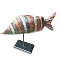 Wooden Stand Fish, Hand Carved From Albesia Wood