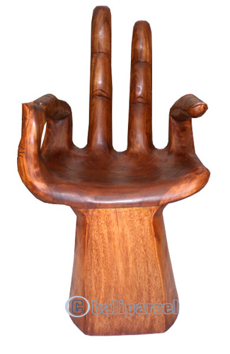 Wooden Chair, Hand Carved From Suar Wood