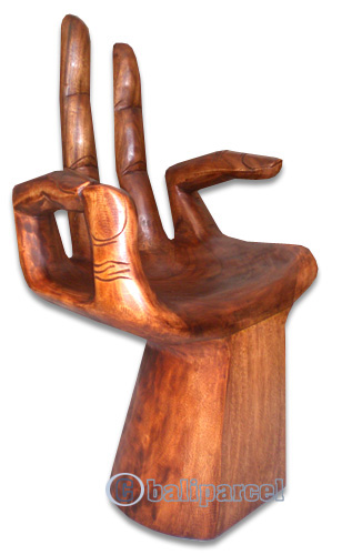Wooden Chair, Hand Carved From Suar Wood