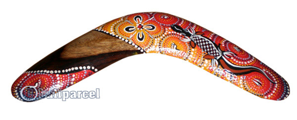 Aboriginal Dot Art Boomerang, Hand Carved From Sono Wood