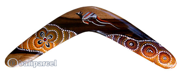 Aboriginal Dot Art Boomerang, Hand Carved From Sono Wood