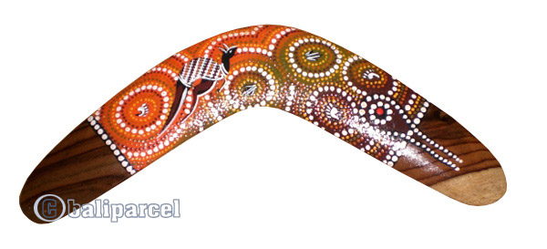 Aboriginal Dot Art Boomerang, Hand Carved From Sono Wood