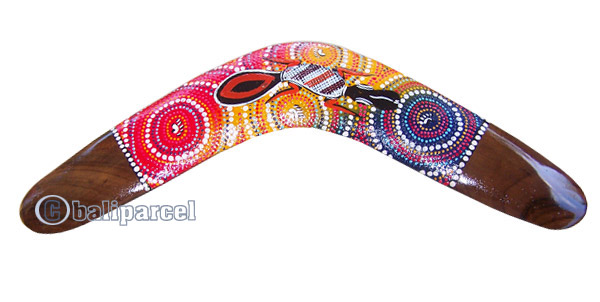 Aboriginal Dot Art Boomerang, Hand Carved From Sono Wood