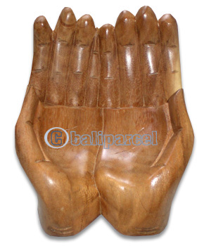 Wooden Hand Fruits Holder, Hand Carved From Suar Wood