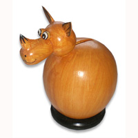 Wooden Coins Box, Hand Carved From Albesia Wood