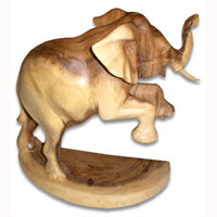 Wooden Standing Elephant, Hand Carved From Suar Wood