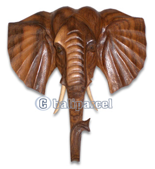 Wooden Elephant Head Wallhanging, Hand Carved From Suar Wood