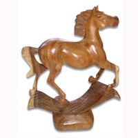 Wooden Walking Horse, Hand Carved From Suar Wood