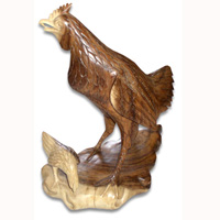 Wooden Chicken With Baby Carving, Hand Carved From Suar Wood