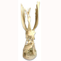Wooden Two Birds, Hand Carved From Waru Wood