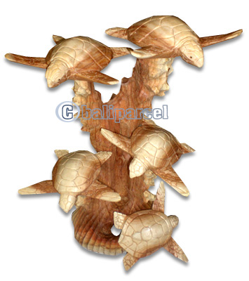 Wooden Turtle Carving, Hand Carved From Suar Wood