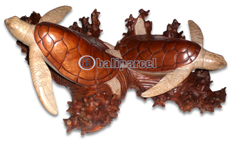 Wooden Turtle Carving, Hand Carved From Suar Wood