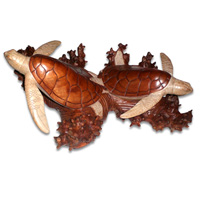 Wooden Turtle Carving, Hand Carved From Suar Wood