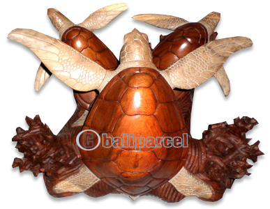 Wooden Turtle Carving, Hand Carved From Suar Wood
