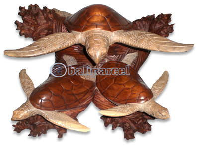 Wooden Turtle Carving, Hand Carved From Suar Wood