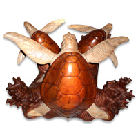 Wooden Turtle Carving, Hand Carved From Suar Wood