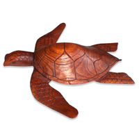 Wooden Turtle Carving, Hand Carved From Hibiscus Wood