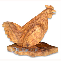 Wooden Chicken, Hand Carved From Suar Wood