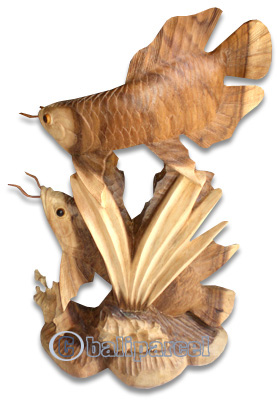 Wooden Arowana Fish, Hand Carved From Suar Wood