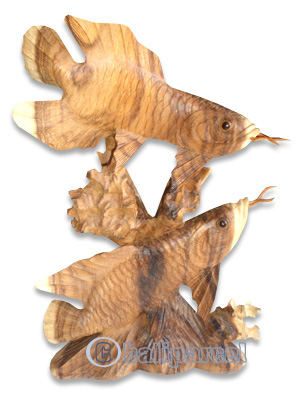 Wooden Arowana Fish, Hand Carved From Suar Wood