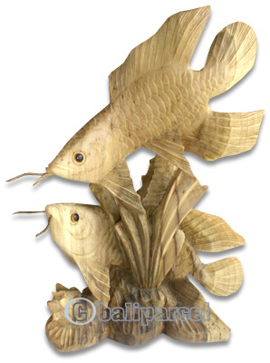 Wooden Arowana Fish, Hand Carved From Waru Wood