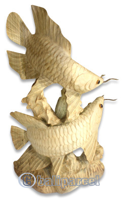 Wooden Arowana Fish, Hand Carved From Waru Wood