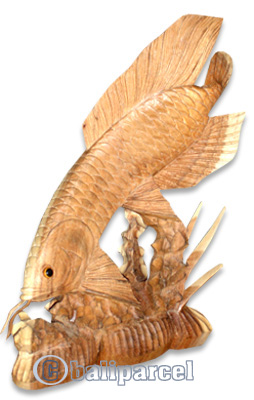 Wooden Arowana Fish, Hand Carved From Suar Wood