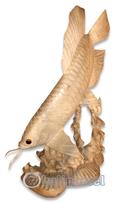 Wooden Arowana Fish, Hand Carved From Waru Wood