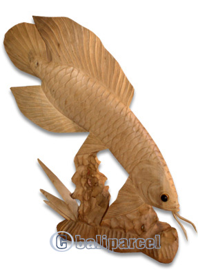 Wooden Arowana Fish, Hand Carved From Waru Wood