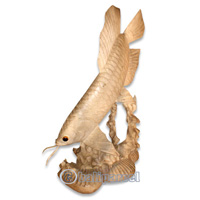 Wooden Arowana Fish, Hand Carved From Waru Wood