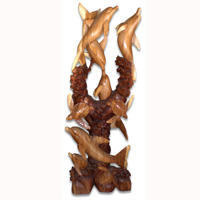 Wooden 6 Dolphins And 3 Turtles, Hand Carved From Suar Wood