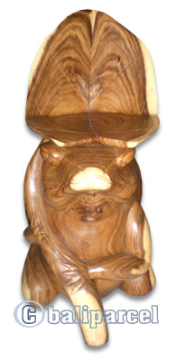 Wooden Frog Chair, Hand Carved From Suar Wood