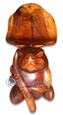 Wooden Frog Chair, Hand Carved From Suar Wood