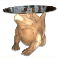 Wooden Frog Coffee Table, Hand Carved From Suar Wood