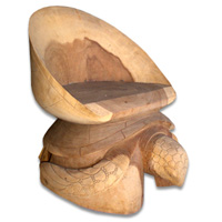 Wooden Turtle Chair, Hand Carved From Suar Wood