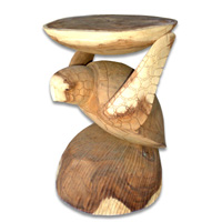 Wooden Turtle Telephone Table, Hand Carved From Suar Wood