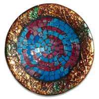Mosaic Round Bowl Set Of 3, Handmade From Terracotta And Glass
